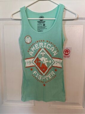 Women’s American Fighter Mint Ribbed Graphic Tank Size M